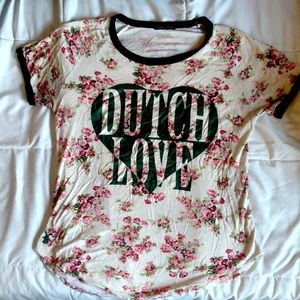 Dutch Bros “Dutch love” Floral T-shirt Size Medium